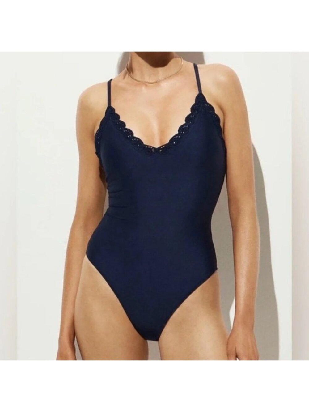 NWT J.Crew Lana One-Piece Swimsuit Sz 14 Navy Long Torso Classic Sculpt CS552